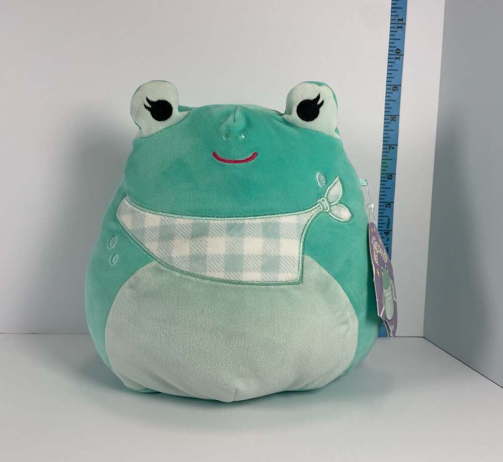 Squishmallows 9” Novi the Teal Frog with Gingham Bandana 7.5-Inch Easter Plush
